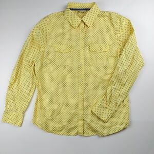 L.L. Bean Yellow Polka Dot Button Up Shirt Women’s Long Sleeve Blouse